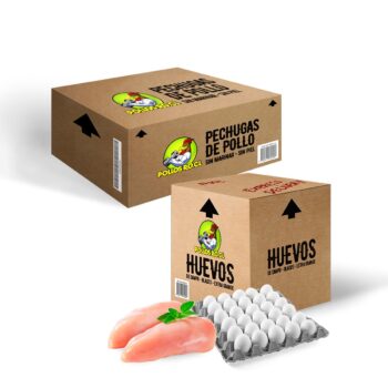 PROMO GYMBOX5: 15 kg Pechuga de Pollo Organica + 180 Huevos de campo - Tamaño Extra - Productos Refrigerados y Saludables.